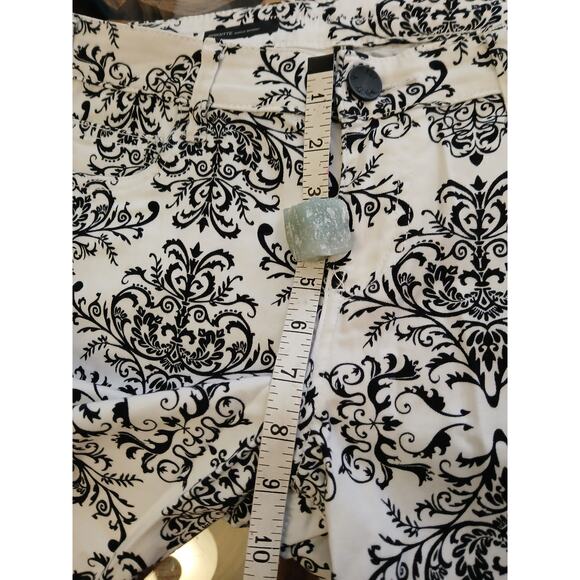 Kut From the Kloth Brigitte Damask Pattern Ankle Skinny Pants Black White Size 8 - Picture 11 of 12